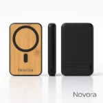 FSC Bamboo 5000mAh Magnetic Wireless Power Bank with Foldable Stand - TA-N005 - Image 3