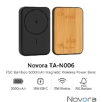 Novora FSC Bamboo 5000mAh Magnetic Wireless Power Bank - TA-N006