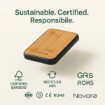 Novora FSC Bamboo 5000mAh Magnetic Wireless Power Bank - TA-N006 - Image 7