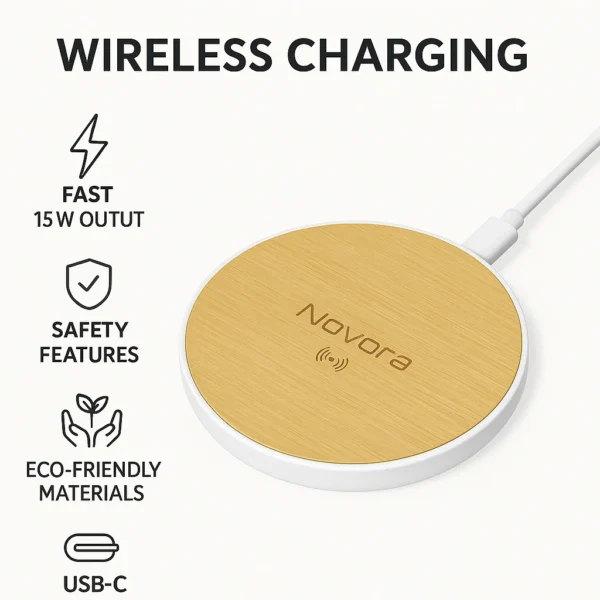 Novora FSC Bamboo 15W Wireless Charging Pad - TA-N016 ...