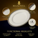 Pewter Rimmed Porcelain Plate - TA-M0024 - Image 7