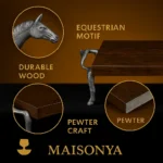 Pewter Wood Serving Tray - Equestrian - TA-M0025 - Image 8