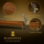 Pewter Teak Wood Serving Tray - Stag - TA-M0026 - Image 5