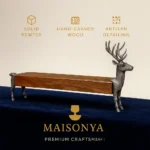 Pewter Teak Wood Serving Tray - Stag - TA-M0026 - Image 6