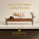 Pewter Teak Wood Serving Tray - Stag - TA-M0026 - Image 2