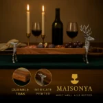 Pewter Teak Wood Serving Tray - Stag - TA-M0026 - Image 3