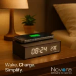 Coffee Fiber Wireless Charger Alarm Clock - TA-N043