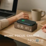 Coffee Fiber Wireless Charger Alarm Clock - TA-N043 - Image 3