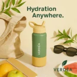 Water Bottle with Silicone Straw Lid - TA-VR-0017 - Image 3